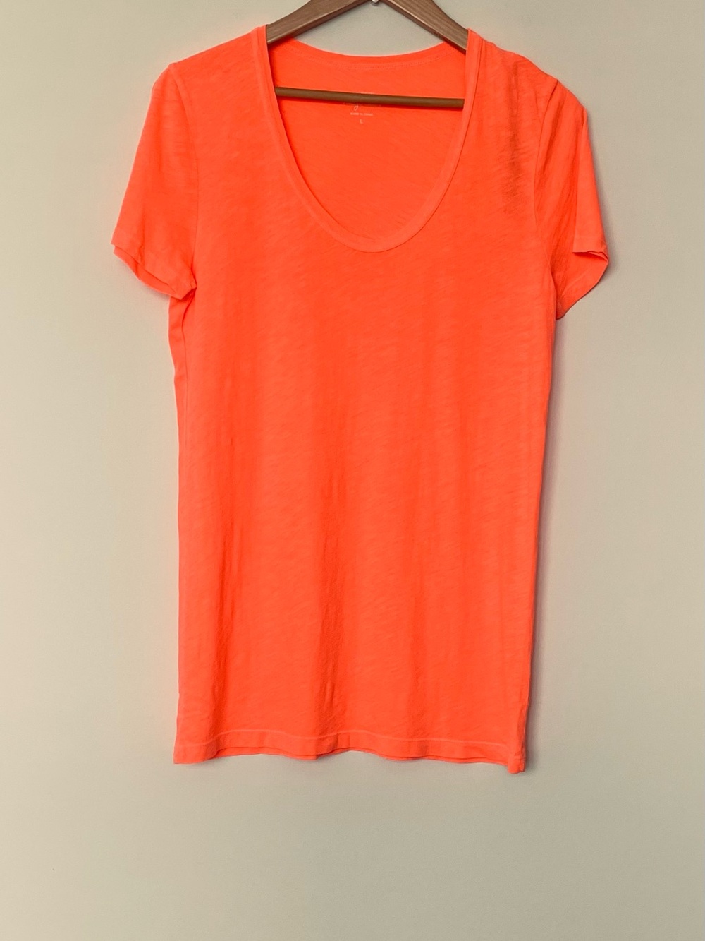 J. Crew Neon Coral Scoop Neck Short Sleeve Tee